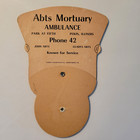 Vintage Hand Fan Abts Mortuary Ambulance Service  Pekin Illinois