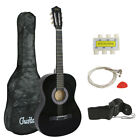 38  Black Student Acoustic Guitar Starter Package gig Bag strap pitch Pipe pick