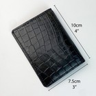 Black Leather Mini Bifold Credit Card Holder Wallet Slim Crocodile Wallet