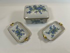 Vng Porcelain Trinket Box And Two Matching Trays Forget Me Not Floral Pattern