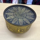 Vintage 1960s Paradise Fruitcake Embossed Guildcraft Cake Tin  Gold   Black