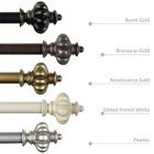 1  Diameter Adjustable Single Drapery Curtain Rod With Regina Finials  28 -120 