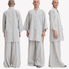 Shaolin Buddhist Monk Meditation Cotton Linen Everyday Robe Gown Kung Fu Suit 