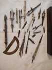 Antique 19th Century Drafting   Drawing Instruments W box Some Very Tiny  