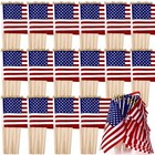  Handheld American Flag Bulk  8 X 12 Inches Us Flags On Stick With Gold 250