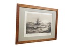 Antique Otis S Weber Signed Nautical Maritime Choppy Seas Clipper Ship Etching