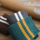 5 Pairs Women Men Cotton Athletic Sports Crew Socks Striped Retro Casual Classic