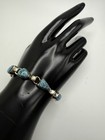 Vintage Navajo Sterling Silver Turquoise Link Bracelet 