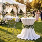 2 Pack 32  Portable High Top Cocktail Table Round Bar Height Folding Table White