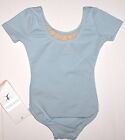 Danskin Leotard Bodysuit Short Slv Cotton Blend Light Blue New Child Girl