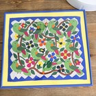 Vtg Tropical Bird Flowers Cotton Applique Textile Folk Art Panel Framed