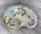 Atq Limoges 6 Pc Hand Painted Tri-color Embossed Porcelain Dresser Vanity Set