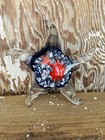 Vintage Art Glass Crab Starfish Paperweight  Blue Base Red Crab 6  Diameter