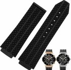 24mm For Hublot Big Bang Replacement Silicone Rubber Watch Band Strap Tire Black