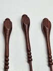 Vintage Wooden Lace Bobbins Set Of 3 Red Brown Turned Wood Lacemaking 3 75 4   