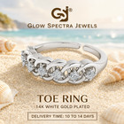 0 15ct Moissanite Adjustable Women s Valentine s Toe Ring 14k White Gold Plated