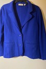 Chico s Royal Blue Wool Blend Blazer Jacket Sz 1  m  Button Front Free Ship