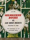  vtg  Milwaukee Bucks Nba Basketball Vs San Diego Rockets Dec 31st 1969 Program