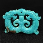 1 9  Chinese Old Dynasty Turquoise Carved Dragon Loong Yubi Yu Bi Amulet Pendant