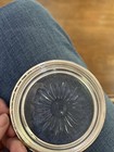 Set Of 4  Vintage Brass Plated Crystal Glass Coasters - Made In Italy