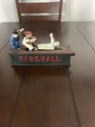 Cast Iron Coin Bank Mechanical Baseball Theme   9x6x3 Inch Stamped 1995   102571  
