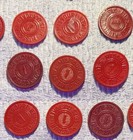 90- Vintage Missouri Sales Tax Tokens Red 1 Cent Mil Plastic