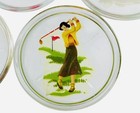 Vtg 50   s Glass Drink Coasters Retro Bar Women Sports Dancing Sailing Set Of 5