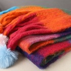 Vibrant Plaid Pom Pom Tassel Scarf Oversized Fuzzy Fluffy Shawl Wrap