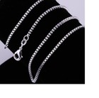 Solid 925 Sterling Silver Classic 2mm Wide 16  32inch Italian Box Chain Necklace