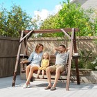3 Seat Porch Swing With Stand And Side Tables  Carbonized Brown