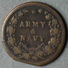 1863 Patriotic Civil War Token  29 303a R-2 Vf Clipped  army   Navy 