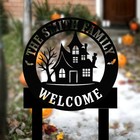 Personalize Halloween Haunted Castle Metal Sign Stakes  Welcome Sign  Haunted Ho