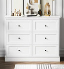 6 Drawer White Dresser Chest Drawers Wooden Clothes Storage Bedroom Furniture