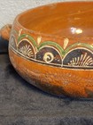 Antique Beautiful Mexican Redware Folk Art Rustic Serving Bowl