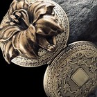 Large Lily Flower Locket Necklace Vtg Antique Brass Art Nouveau Victorian Design