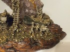 Gold Rush Sculpture Of  Miners Dioram Tree Root Amethyst Crystal Miniature Art