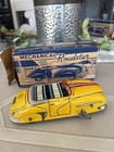 Vintage 1950s Marx Mechanical Roadster Yellow Tin Convertible W  Box