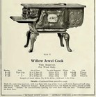 Antique Jewel Wood Cook Stove-willow Model With Water Reservoir   Kicker Door