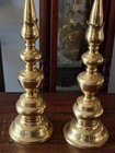 Pair 18  Brass Candlesticks Candle Holder Scalloped Rim Japan Cast Vtg