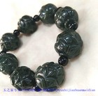 Chinese Hand Carved Jade Lotus Flower Bead Natural  Hetian Jade  Bracelet