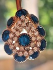      Vintage Sapphire-blue Crystal Drop Earrings     Heavily Gold-plated