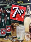 1950 7up Soda Bar Drinks Golf Vintage Advertising Sign Cardboard Easel-back