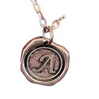 Letter  a  - 16  Vintage-style Embossed Monogram Silver Pendant Necklace