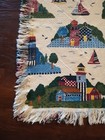 Nautical Ships Lighthouse Cotton Afghan Blanket Throw Fringed 60 X 48 White Blue