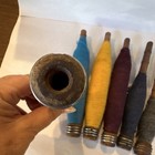 Lot Of 6 Vintage Wooden Thread Spools With Multicolor General Wool Sewing Thread