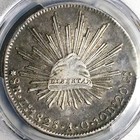 1828-zs Ao Pcgs Au 50 Mexico 8 Reales Cap Rays Silver Coin Pop 1 2  24061002c 