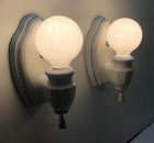 Vtg Porcelain Sconce Pair Antique Blue Ceramic Light Fixture Art Deco Usa  k15