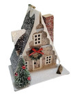 Snowy Putz House A-frame Lodge Cabin Ornament W chimney 4 5  Shatterproof 