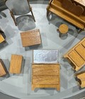 Vintage Handmade Primitive Wooden Doll House Furniture Piano Tables Chairs