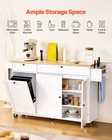 Vevor 60in Kitchen Island Cart Rolling Storage Cabinet Table With Drawer Leaf
